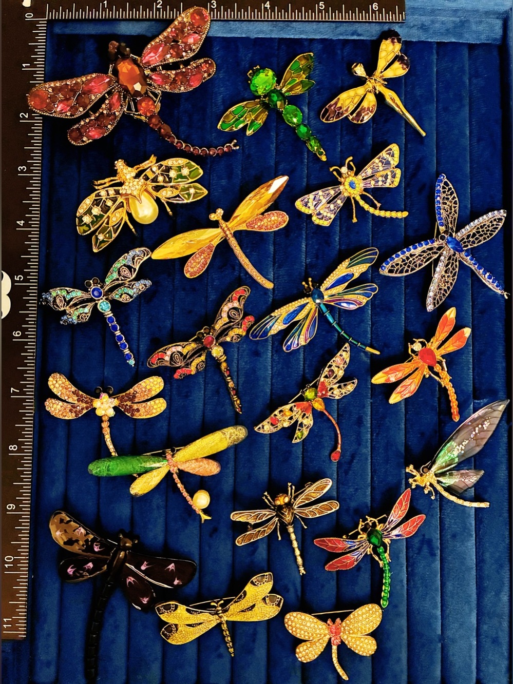 Lot 20 Dragonfly Brooch Pin Set Rhinestone Enamel Insect Bug Jewelry